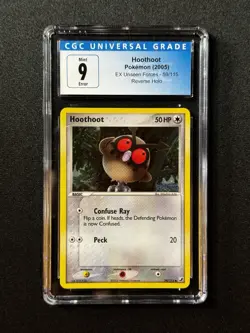 CGC 9 ERROR Pokemon Hoothoot #59 Unseen Forces INVERTED HOLO LAYER! - Image 1