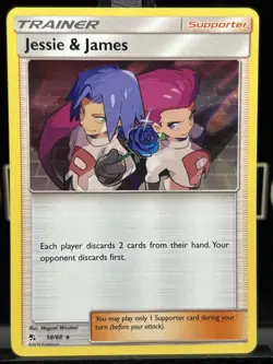 JESSIE AND JAMES - #58/68 - Holo Rare 2019 Pokemon TCG Sun&Moon Hidden Fates LP - Image 3