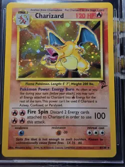 Pokemon 2000 Charizard Base Set 2 Holo Rare #4 BGS 8.5 MINT W/ Swirl - Image 2