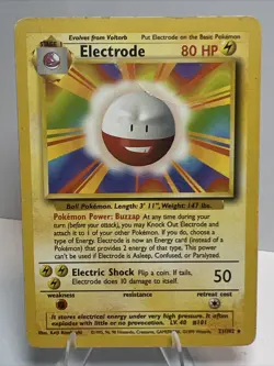 DAMAGED Electrode 21/102 Holofoil/Non-Holo Base Set AUTHENTIC Pokemon Card - Image 1