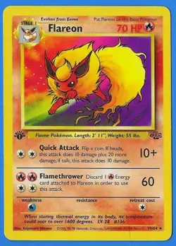 1999 Wizards Pokemon Jungle Edition 1 Non Holo Flareon 19/64 NM Condition - Image 3