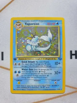Pokemon TCG Vintage Vaporeon 12/64 Jungle 1st Edition Holo Rare - Image 1