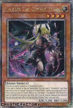 YUGIOH ROTA-EN014 Lacrima the Crimson Tears Quarter Century Secret Rare 1st Edit - Image 1