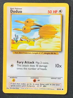 Doduo 48/102 Base set Common Pokemon Card WOTC Vintage - Image 1