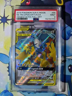 2019 Pokemon Sun and Moon Moltres Zapdos Articuno GX #66 PSA 9 MINT - Image 1