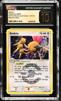 2004 POKEMON EX FIRE RED LEAF GREEN #21/112 DODRIO REVERSE HOLO CGC 10 PRISTINE - Image 1