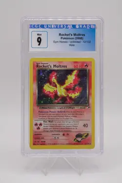 🐦‍🔥🔥 2000 Pokemon Gym Heroes ROCKET'S MOLTRES Holo #12/132 CGC 9 MINT 🔥🐦‍🔥 - Image 1