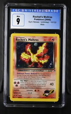 🐦‍🔥🔥 2000 Pokemon Gym Heroes ROCKET'S MOLTRES Holo #12/132 CGC 9 MINT 🔥🐦‍🔥 - Image 3