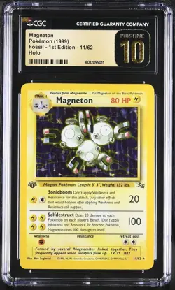 Magneton 11/62 1st Edition Holo Pokemon Fossil CGC Pristine 10 - Image 1