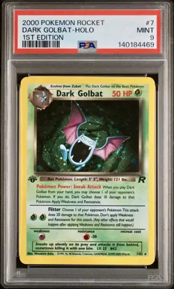 2000 POKEMON ROCKET 1ST ED #7 DARK GOLBAT-HOLO PSA 9 - Image 2