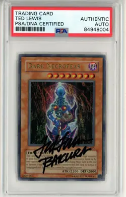 PSA Signed Ted Lewis 2003 Dark Necrofear LON-065 Ultra Rare Yu-Gi-Oh! TCG - Image 1