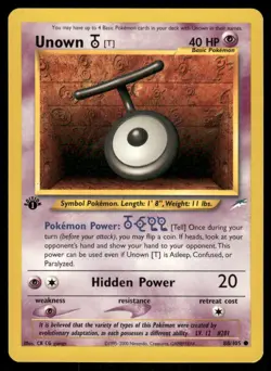 Pokemon Cards Unown [T] 88/105 1st Edition Neo Destiny WOTC Common LP - Image 1