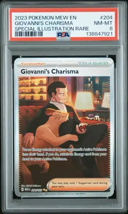 PSA 8 Giovanni’s Charisma 204 SIR - Pokemon Scarlet & Violet: 151 ENGLISH - Image 1
