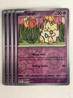 Pokemon TCG Obsidian Flames 4x Playset Reverse Holographic Togepi 083/197 NM - Image 1