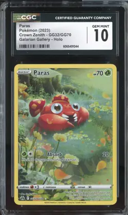 PARAS CROWN ZENITH GG32/GG70 POKEMON GALARIAN GALLERY HOLO CGC 10 GEM MINT - Image 1