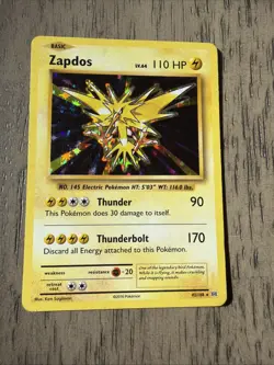 2016 POKEMON XY EVOLUTIONS SET ZAPDOS HOLO CARD 42/108 MP-LP - Image 1