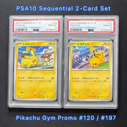 PSA10 Pikachu Gym Promo Sequential 2-Card Set 197/SV-P & 120/SV-P JP GEM MT - Image 1