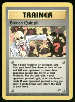 Pokemon Cards Blaine's Quiz #1 97/132 Unlimited Gym Heroes WOTC Rare LP - Image 1