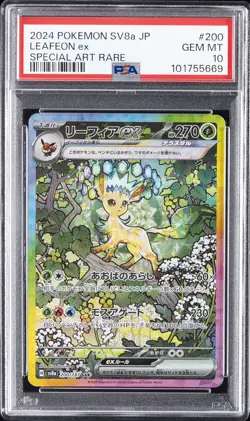 2024 POKEMON JPN SV8A-TERASTAL FEST EX SPECIAL ART RARE #200 LEAFEON EX PSA 10 - Image 1
