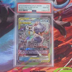 Pokemon Blastoise & Piplup GX 38/236 Sm-Cosmic Eclipse Ultra Rare Holo PSA 10 - Image 1