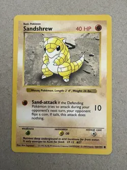 Pokemon - Base Set (Shadowless) Sandshrew 062/102 - Common MP - Image 1