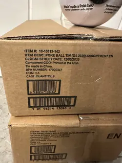 Lot Of 2 Pokemon Pokeball Tins 2025 Display Box SEALED CASE 12 Tins 36 Packs - Image 2