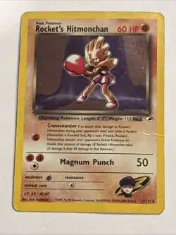 Rocket's Hitmonchan 011/132 Gym Heroes Holo Pokemon TCG MP/HP - Image 1