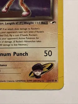 Rocket's Hitmonchan 011/132 Gym Heroes Holo Pokemon TCG MP/HP - Image 4