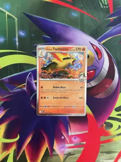 Ethan's Typhlosion 034/182 Pre Release STAMPED Promo Destined Rivals Pokemon - Image 1