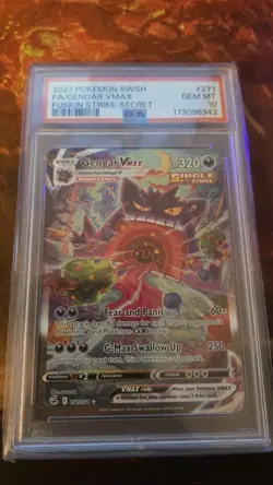 Pokemon Gengar VMAX Alternate Art Secret Rare Fusion Strike PSA 10 #271/264 - Image 1
