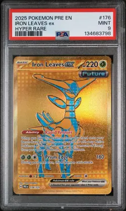 2025 Pokemon Prismatic Evolutions #176 Iron Leaves ex Hyper Rare PSA 9 - Image 1