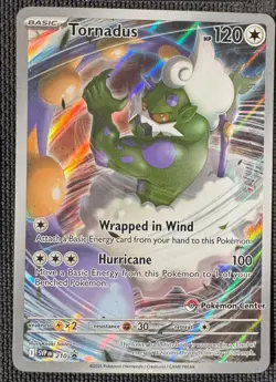 TORNADUS 210 PROMO SCARLET & VIOLET POKEMON CENTER STAMP HOLO NM - Image 1