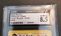 *CGC 8.5* Pokemon TCG Dark Raichu Team Rocket 83/82 Holo Unlimited Secret Rare - Image 2