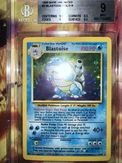 Pokemon Blastoise Base Set Unlimited Holo Rare #2 Beckett 9 Mint - Image 4