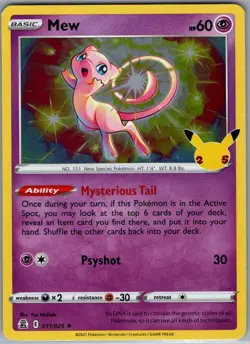 Mew 011/025 Celebrations - Pokemon Card - NM - Image 1