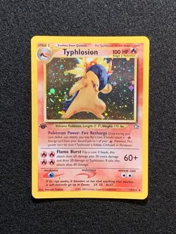 Pokemon 1st Edition Typhlosion 17/111 Neo Genesis Holo - BLACK DOT ERROR - Image 1