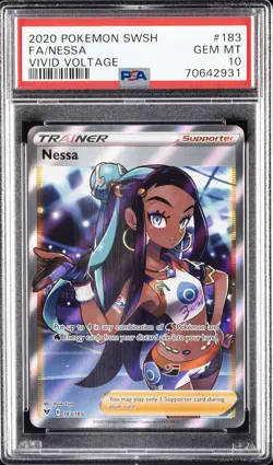 2020 POKEMON SWORD & SHIELD VIVID VOLTAGE #183 FULL ART/NESSA PSA 10 - Image 1
