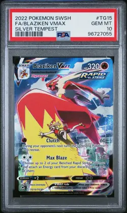 PSA 10 Blaziken VMAX #TG15 Full Art Pokemon SwSh Silver Tempest Trainer Gallery - Image 1