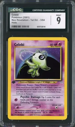 2001 Pokemon Neo Revelation 1st Edition Celebi Holo Rare 3/64 CGC Mint 9 - Image 1