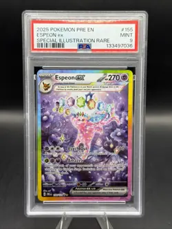 2025 POKEMON PRE EN-PRISMATIC EVOLUTIONS #155 ESPEON EX PSA 9 - Image 1