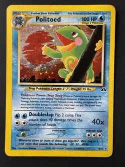 Pokemon Politoed 8/75 Neo Discovery Holo Rare TCG Card Stage 2 100 HP 2001 - Image 1
