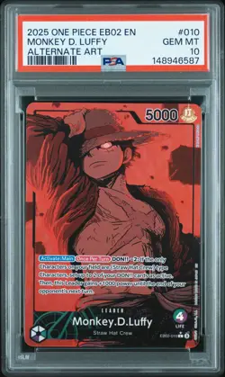 2025 ONE PIECE EB02-EXTRA BOOSTER -ANIME 25TH COLL- #010 MONKEY D. LUFFY PSA 10 - Image 1