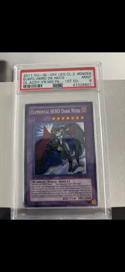 Yugioh - Elemental HERO Dark Neos - LCGX Secret Rare 1st edition PSA 9 - Image 1