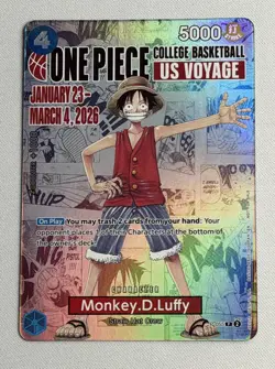 Monkey.D.Luffy College Basketball US Voyage Bandai One Piece P-055 LP/NM - Image 1