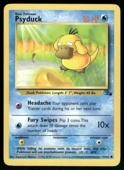 Pokemon Cards Psyduck 53/62 UNLIMITED Fossil WOTC Common NM - Image 1