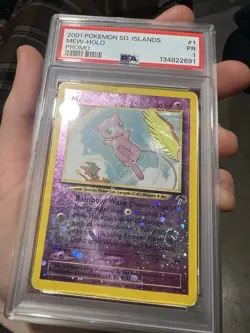 SWIRL PSA 1 2001 Pokemon Southern Islands Mew Promo 1/18 Reverse Holo Foil WOTC - Image 3