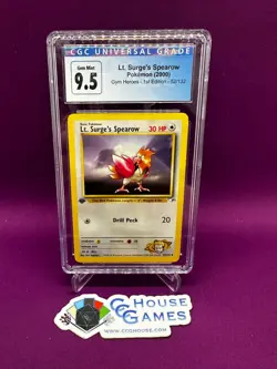 Pokemon Lt. Surge's Spearow 52/132 Gym Heroes 1st Ed CGC 9.5 GEM MINT *CCGHouse* - Image 1