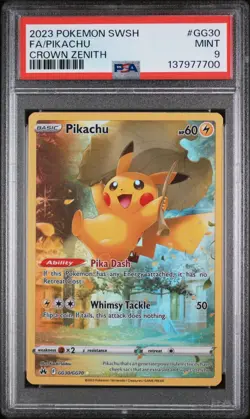 2023 POKEMON SWORD AND SHIELD CROWN ZENITH GG30 FULL ART/PIKACHU | PSA 9 - Image 1