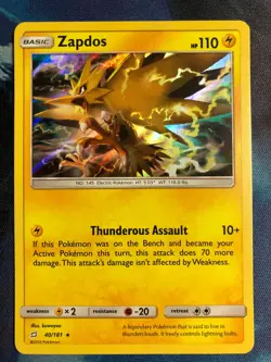 Zapdos - 40/181 - Holo Rare Team Up Set - Pokemon Card - NM - Image 2