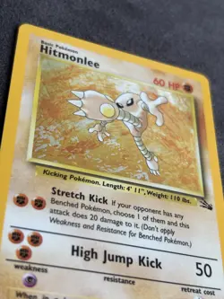 Pokemon TCG Hitmonlee Fossil Holo Rare Card 7/62 WOTC 1999 LP + - Image 3
